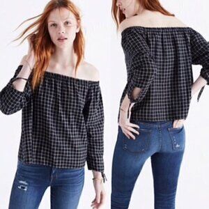 MADEWELL Off Shoulder Plaid Blouse Size XXS